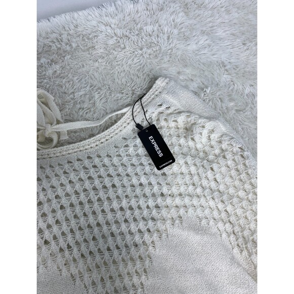 NWT Express White Lightweight Knit Open Back Long Sleeve Sweater Size Large - Picture 6 of 8